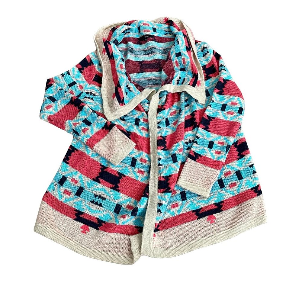b sharp Aztec Inspired Asymmetrical Open Cardigan Size small